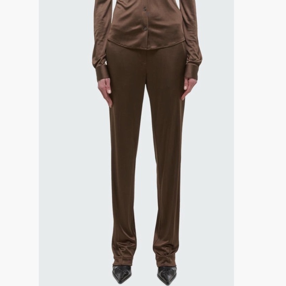 Helmut Lang Fluid Liquid Jersey Long Pants Brown SZ L - Picture 2 of 16